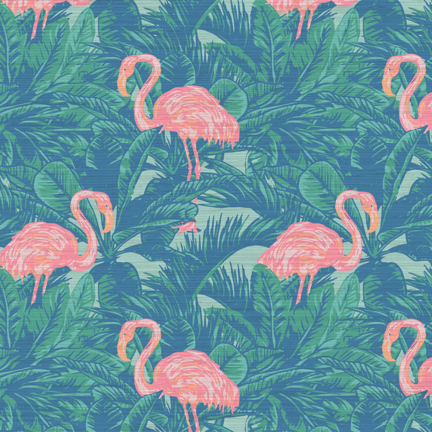 A Flamingo Made Me Do It Palm Leaf Wallpaper