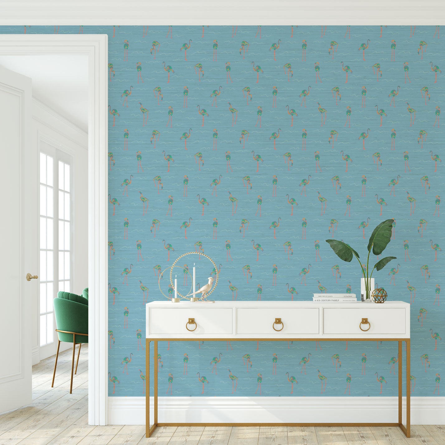 A Flock of Flamingos Wallpaper