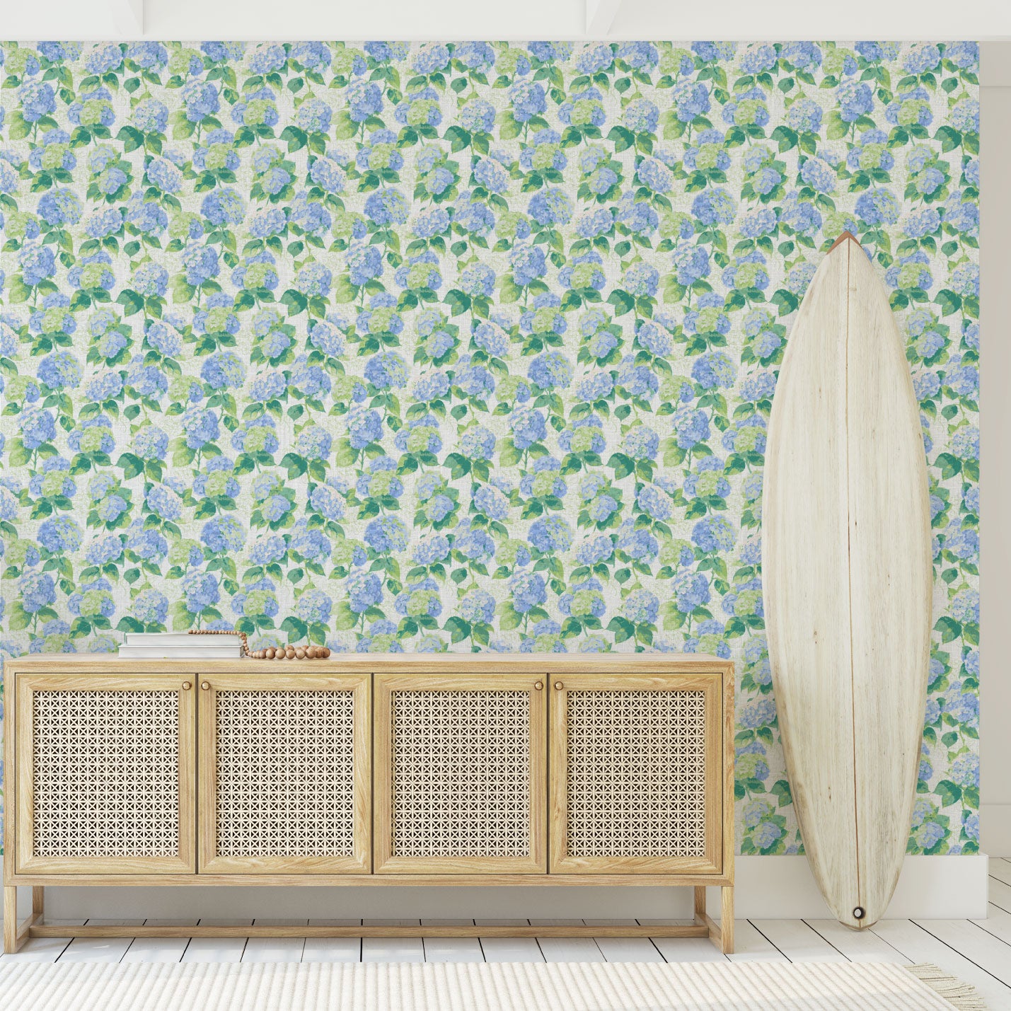 Bloom Bloom Baby Hydrangeas Linen Wallpaper