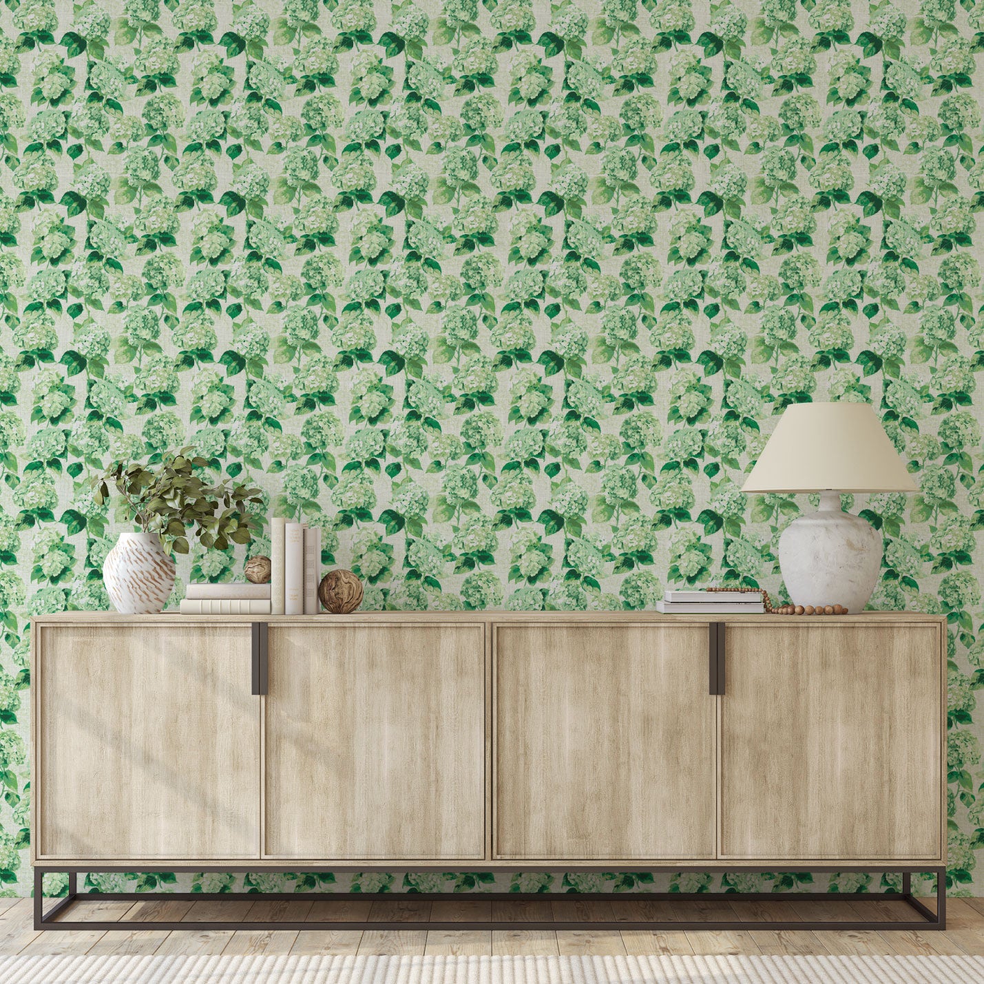 Bloom Bloom Baby Hydrangeas Linen Wallpaper
