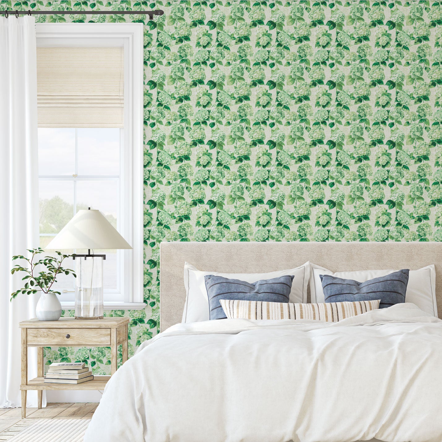 Bloom Bloom Baby Hydrangeas Linen Wallpaper