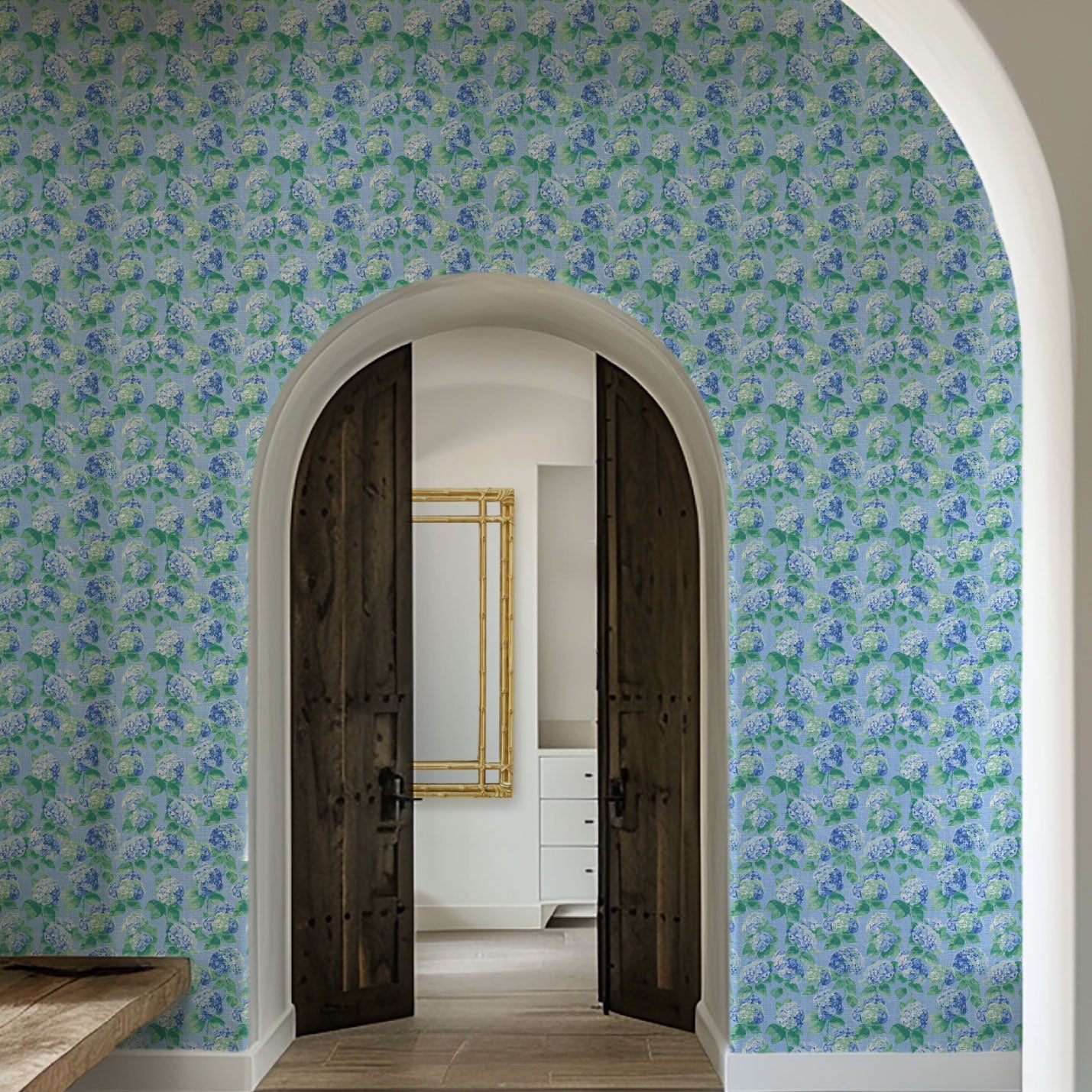 Bloom Bloom Baby Hydrangeas Linen Wallpaper