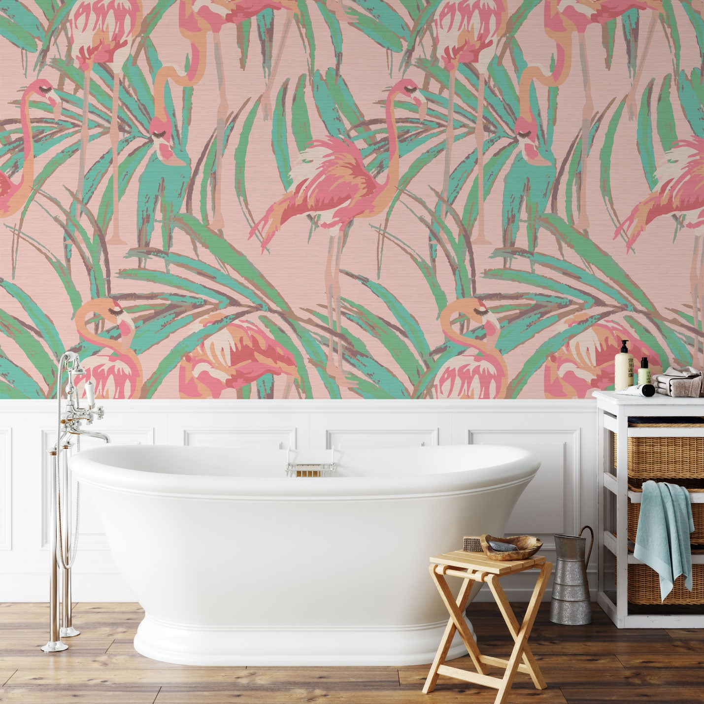Born This Way Flamingo & Palm Leaf Wallpaper