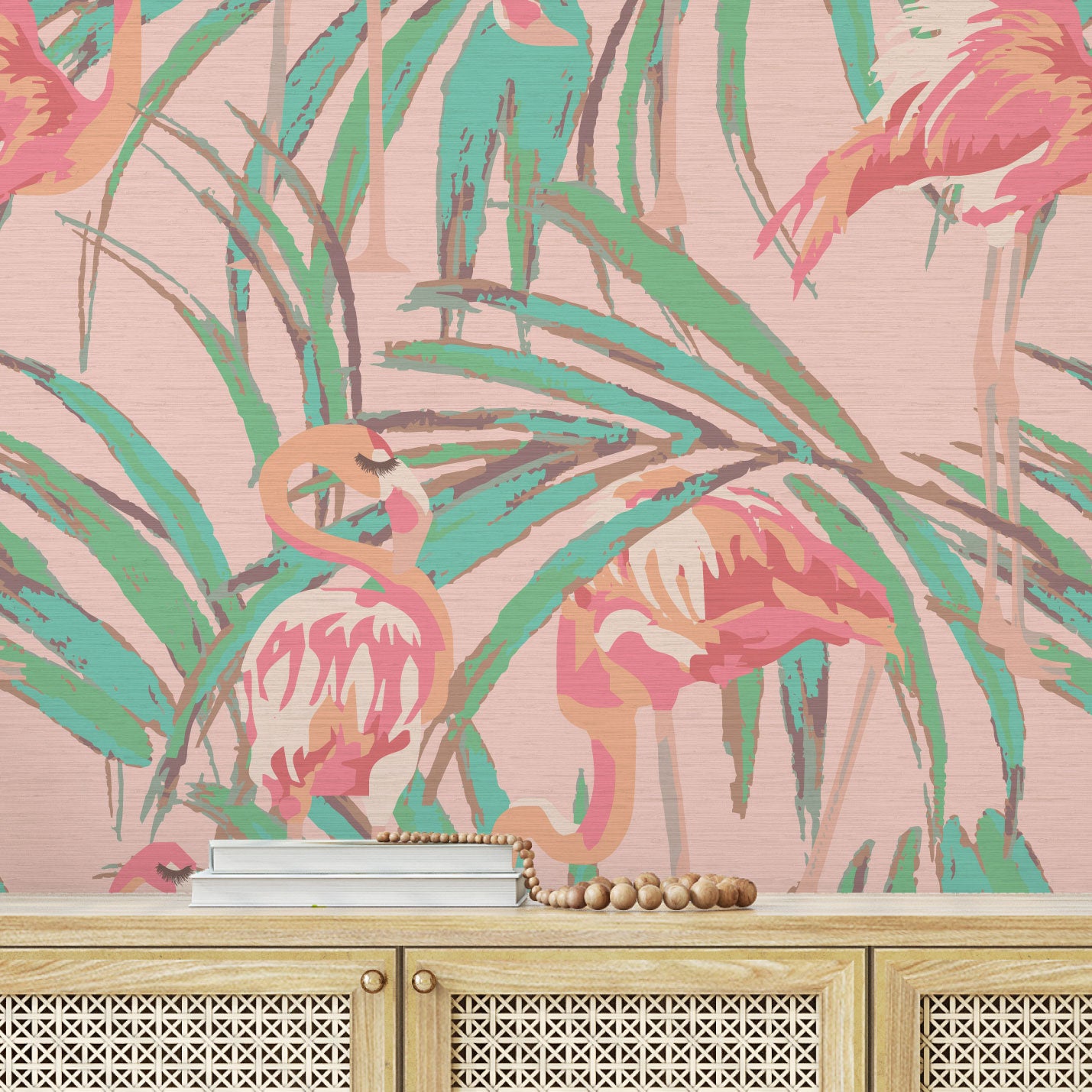 Born This Way Flamingo & Palm Leaf Wallpaper