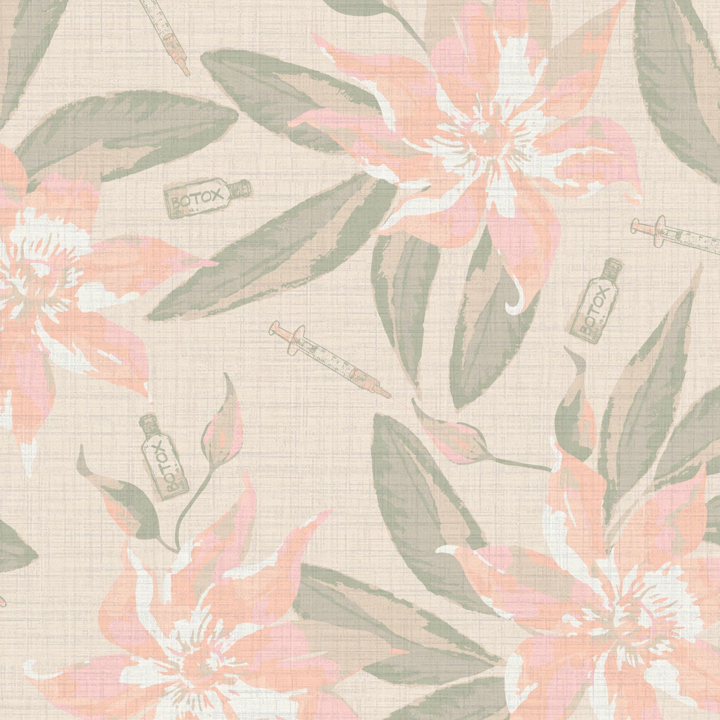 Botox Betty Floral Wallpaper