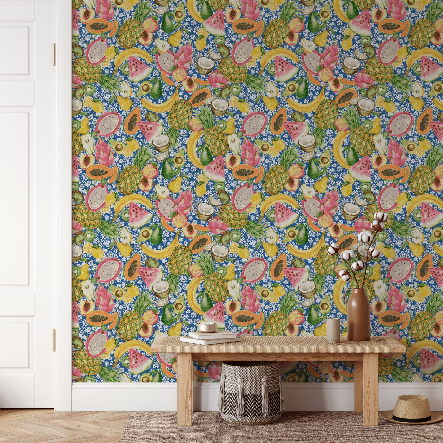 Breakfast Club Fruits Linen Wallpaper