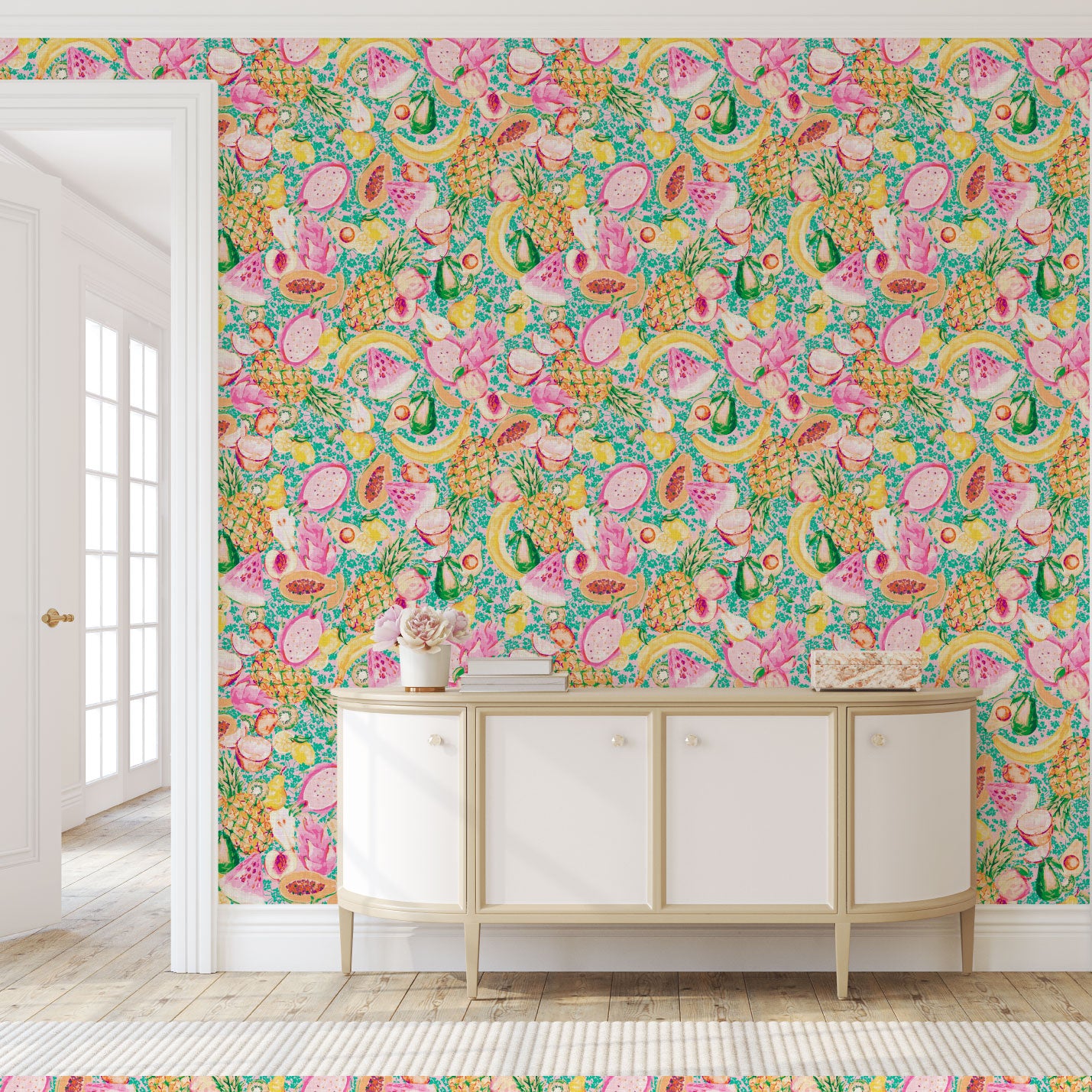 Breakfast Club Fruits Linen Wallpaper