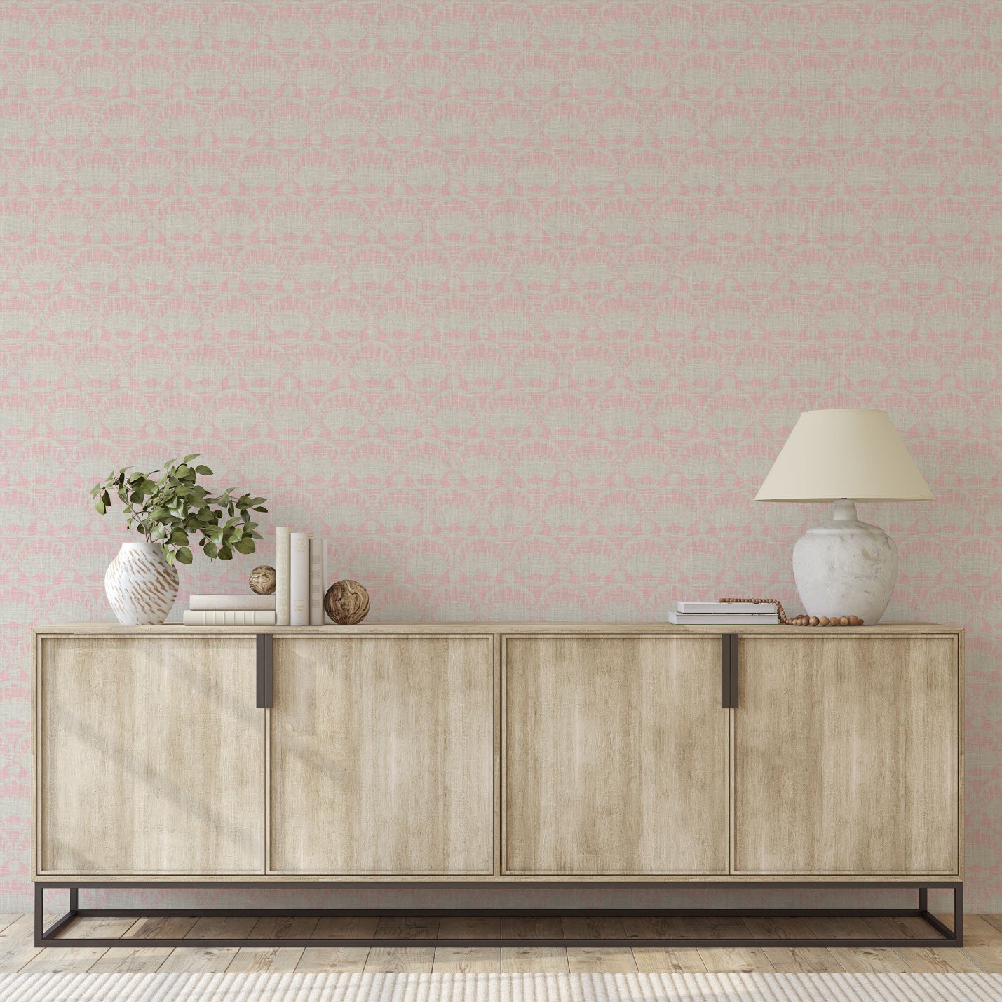 Caribbean Queen Seashell Linen Wallpaper
