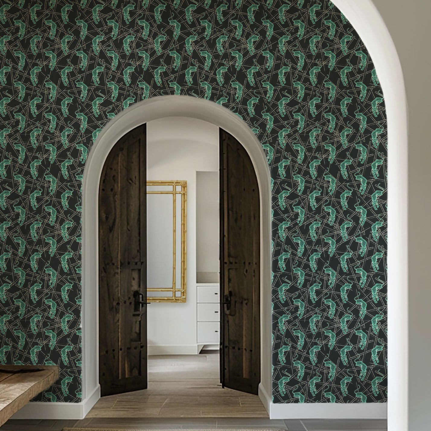 wallpaper Natural Textured Eco-Friendly Non-toxic High-quality Sustainable Interior Design Bold Custom Tailor-made Retro chic Grand millennial Maximalism Traditional Dopamine decor tropical jungle garden vacation animal cheetah black mint paper weave paperweave basketweave basket weave