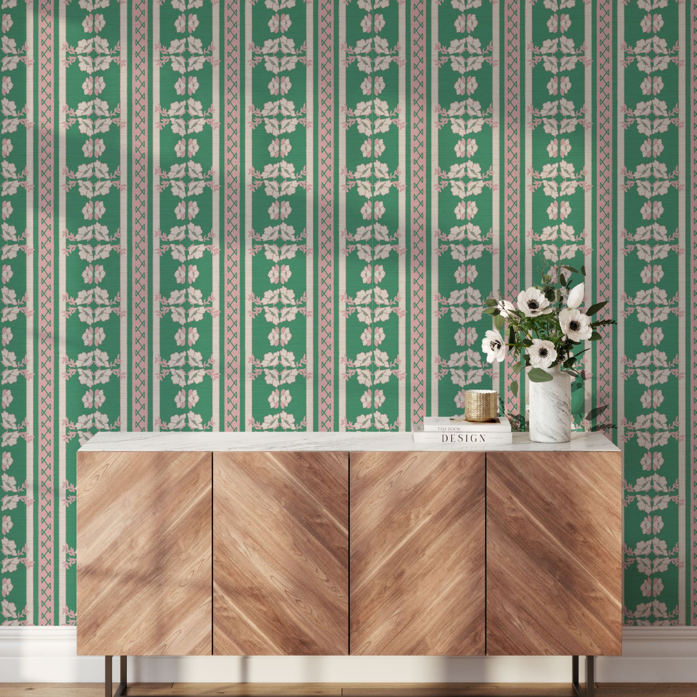 Elizabeth Vol. 2 Floral Stripe Wallpaper by June St. George