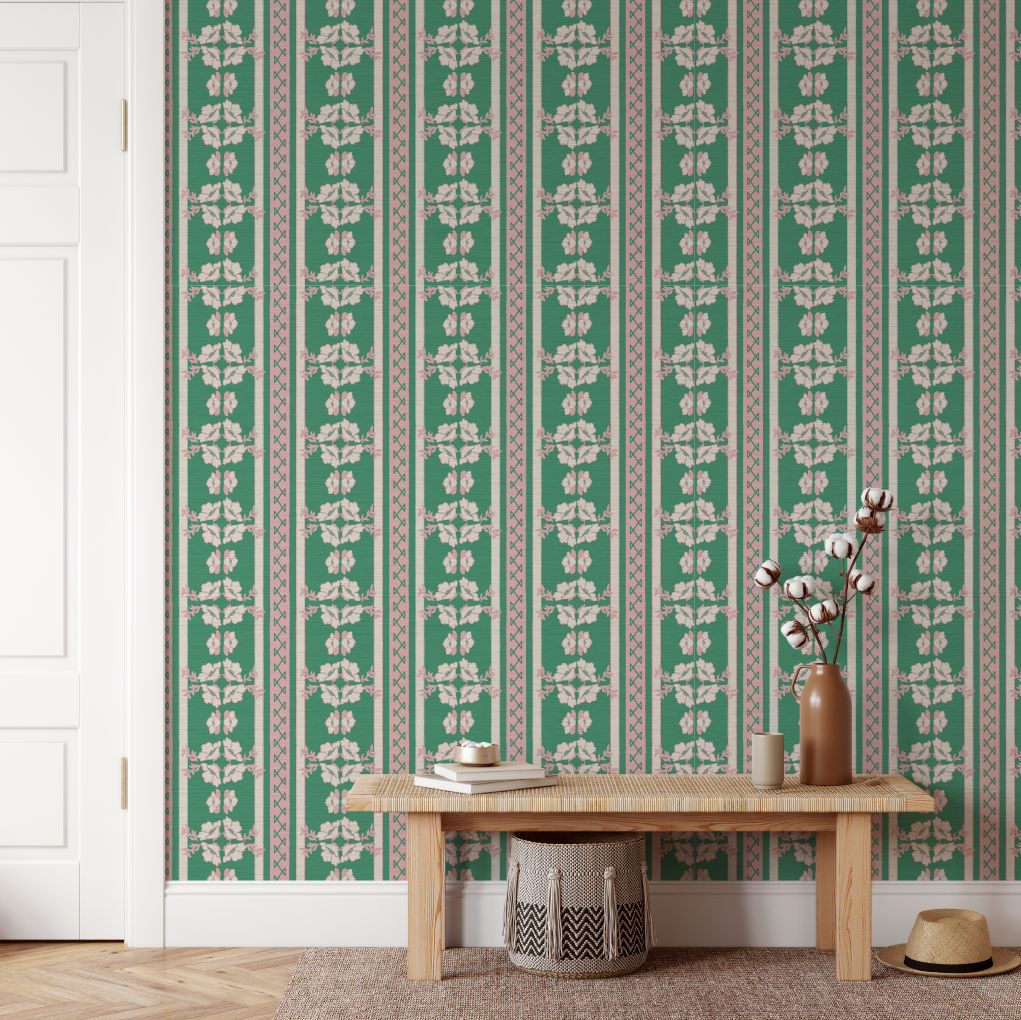 Elizabeth Vol. 2 Floral Stripe Wallpaper by June St. George