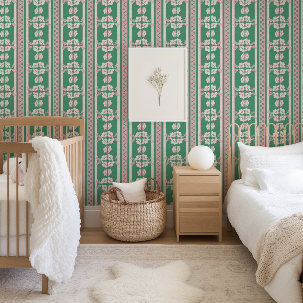 Elizabeth Vol. 2 Floral Stripe Wallpaper by June St. George