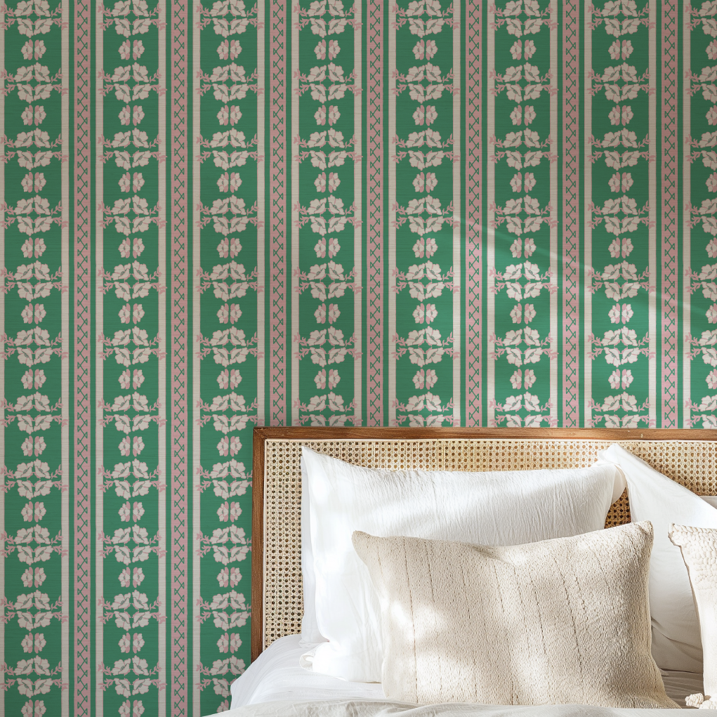 Elizabeth Vol. 2 Floral Stripe Wallpaper by June St. George