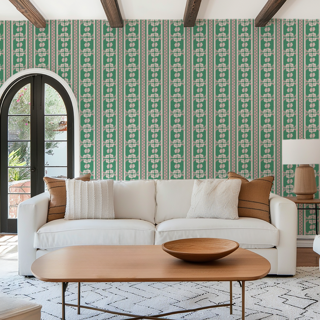Elizabeth Vol. 2 Floral Stripe Wallpaper by June St. George
