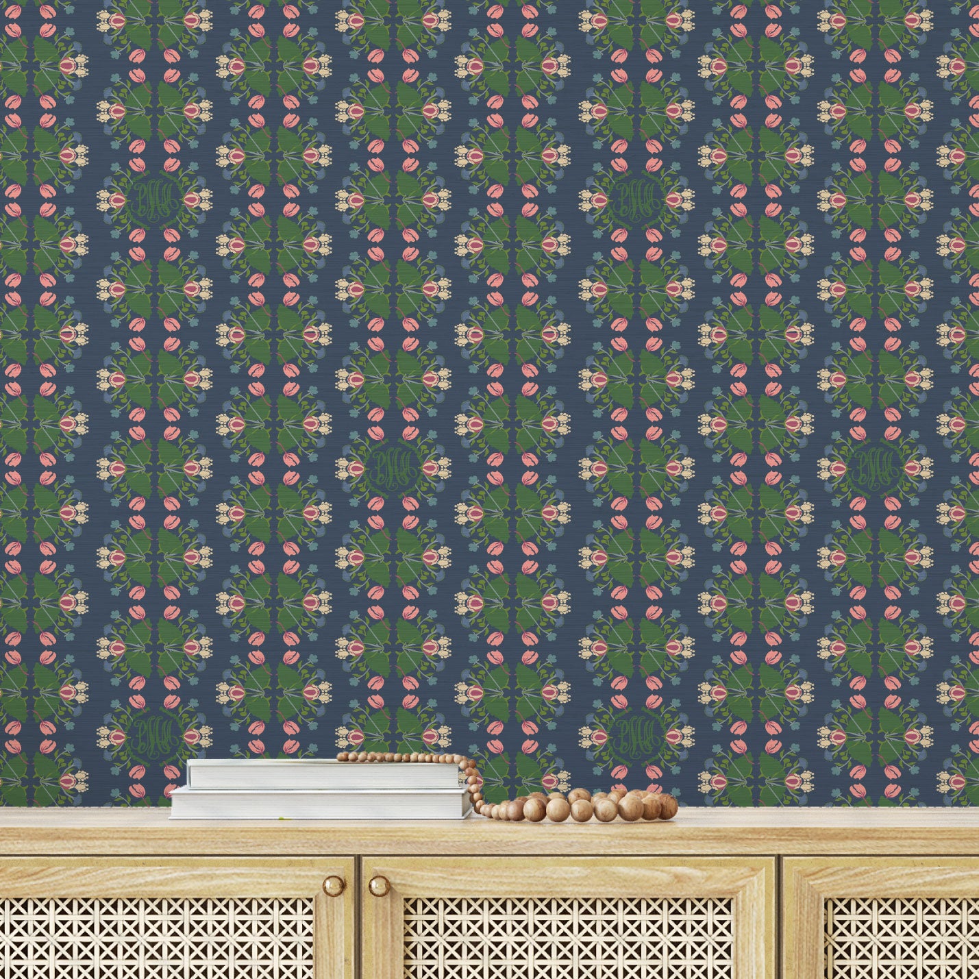 Evelyn Floral Stripe Wallpaper by June St. George