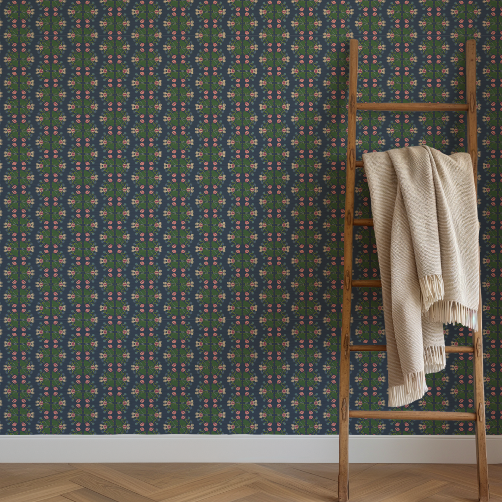 Evelyn Floral Stripe Wallpaper by June St. George