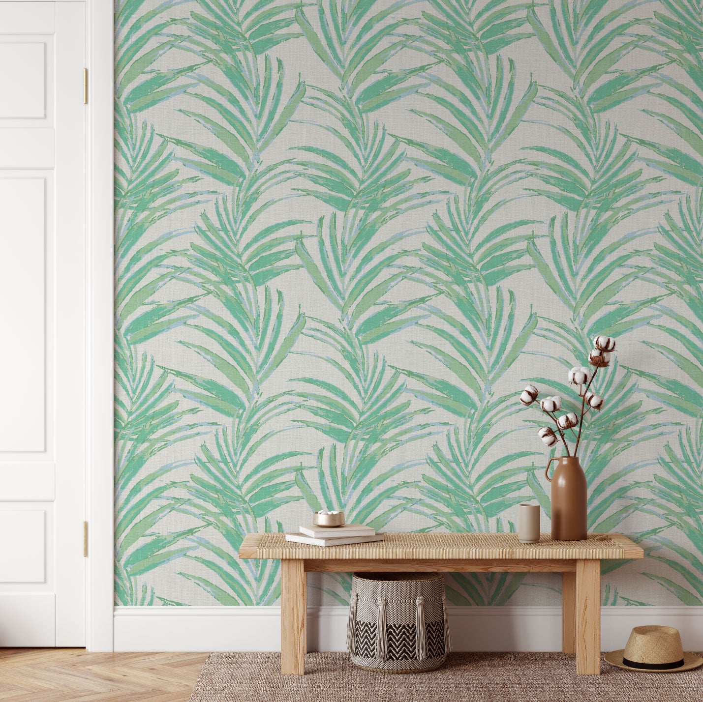 Fern Forest Botanical Leaf Linen Wallpaper