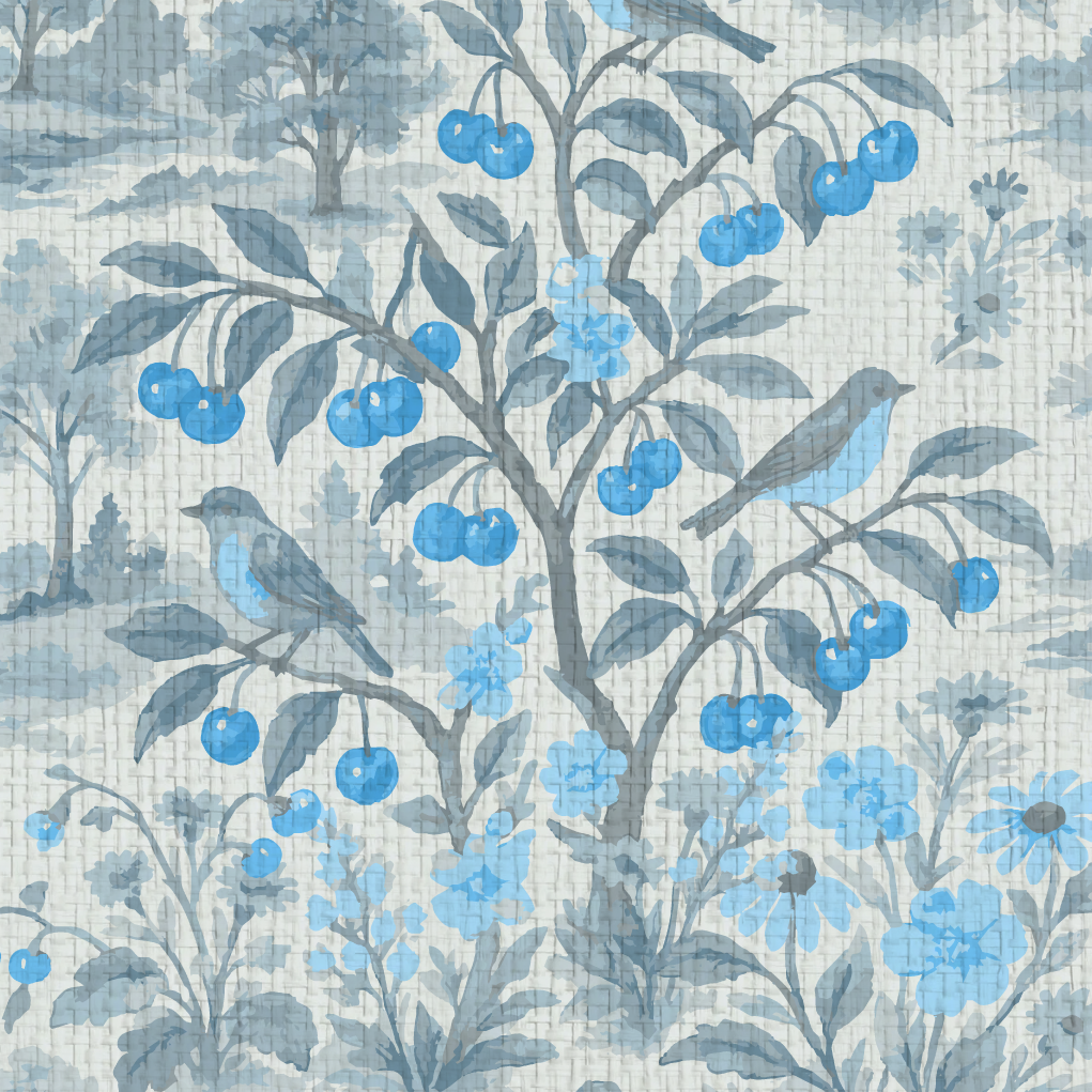 Free Bird Cherry Tree Toile Wallpaper