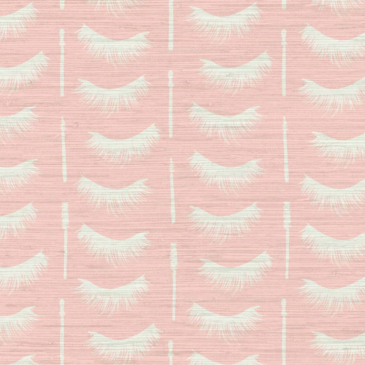 light baby feminine pink printed grasscloth eyelash vertical stripes mascara wands in off-white beauty bar brow salon Natural Textured Eco-Friendly Non-toxic High-quality Sustainable Interior Design Bold Custom Tailor-made Retro chic Bold