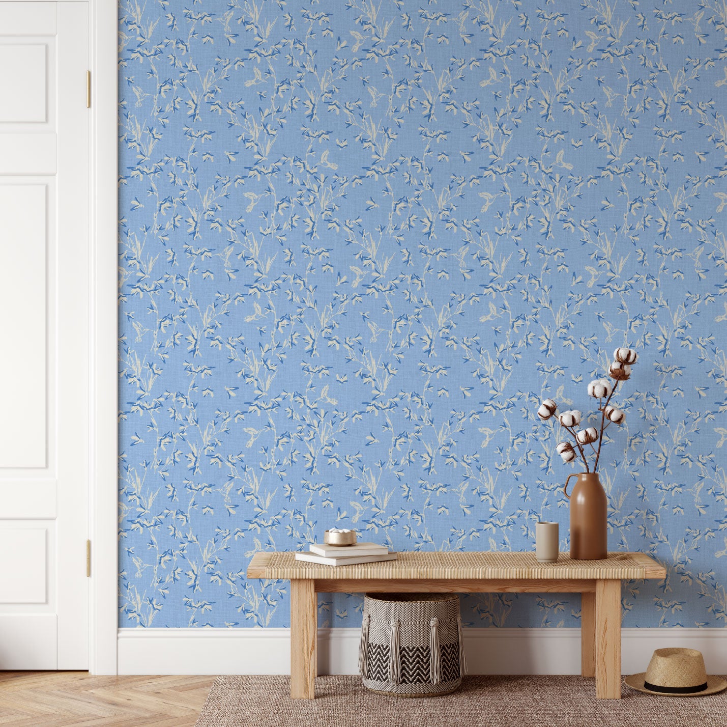 In Between Days Hummingbirds Linen Wallpaper