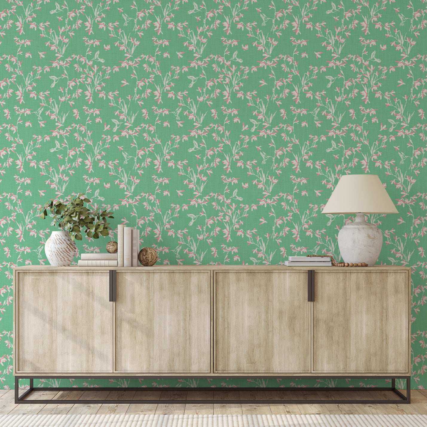 In Between Days Hummingbirds Linen Wallpaper