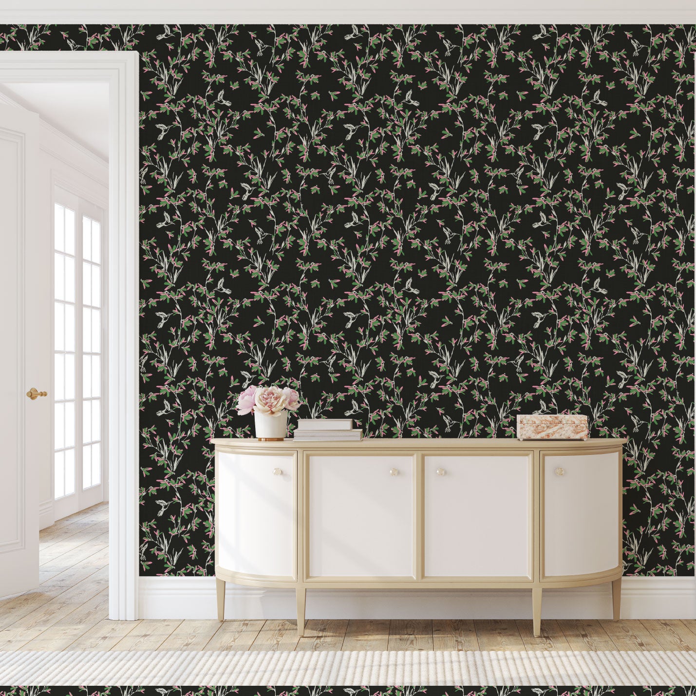 In Between Days Hummingbirds Linen Wallpaper