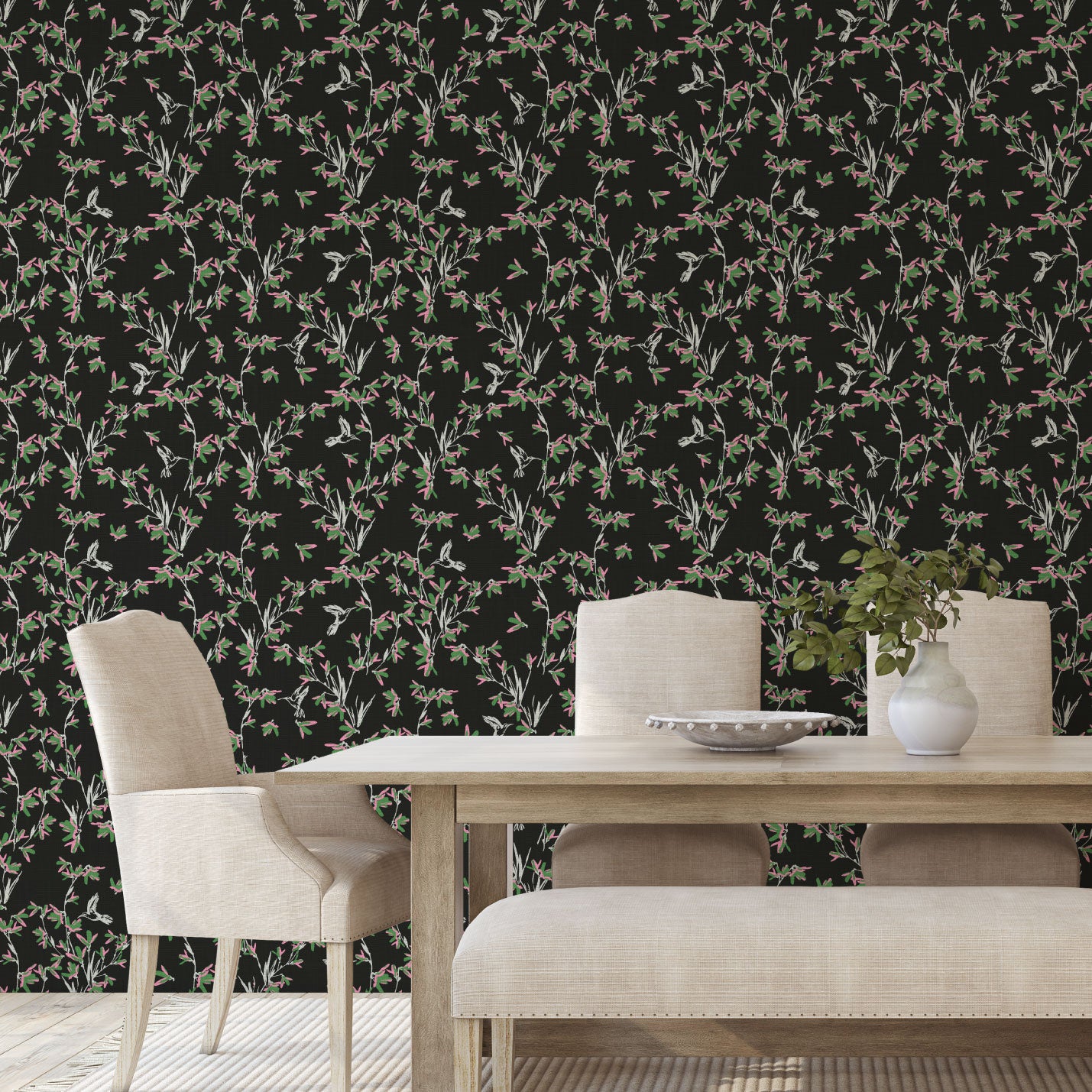 In Between Days Hummingbirds Linen Wallpaper