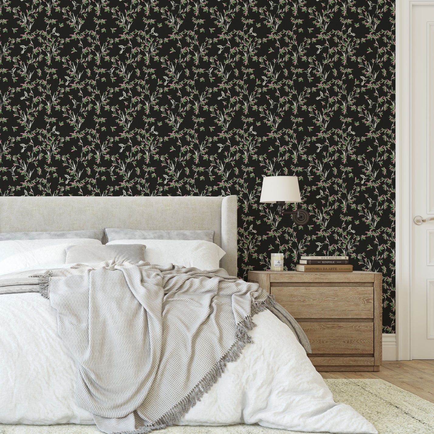 In Between Days Hummingbirds Linen Wallpaper