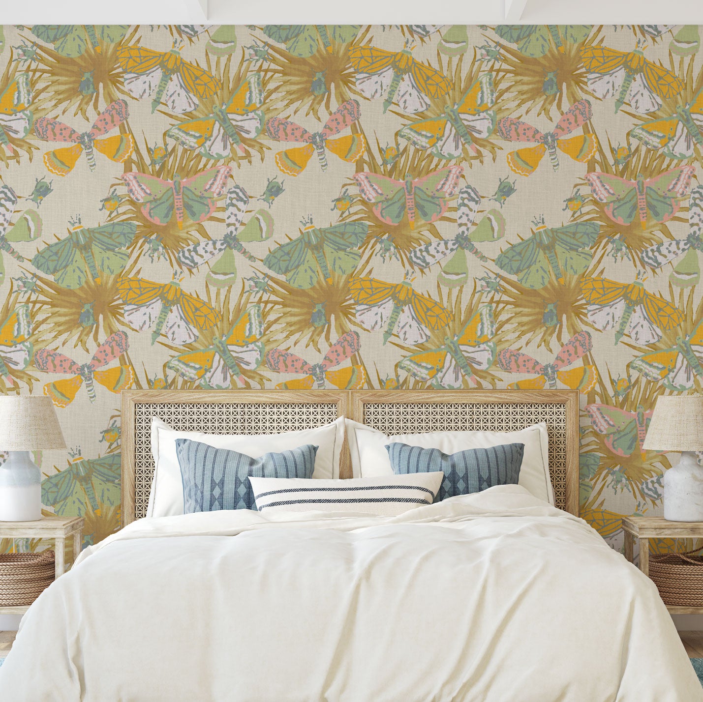 Jitterbug Botanical Butterflies Linen Wallpaper