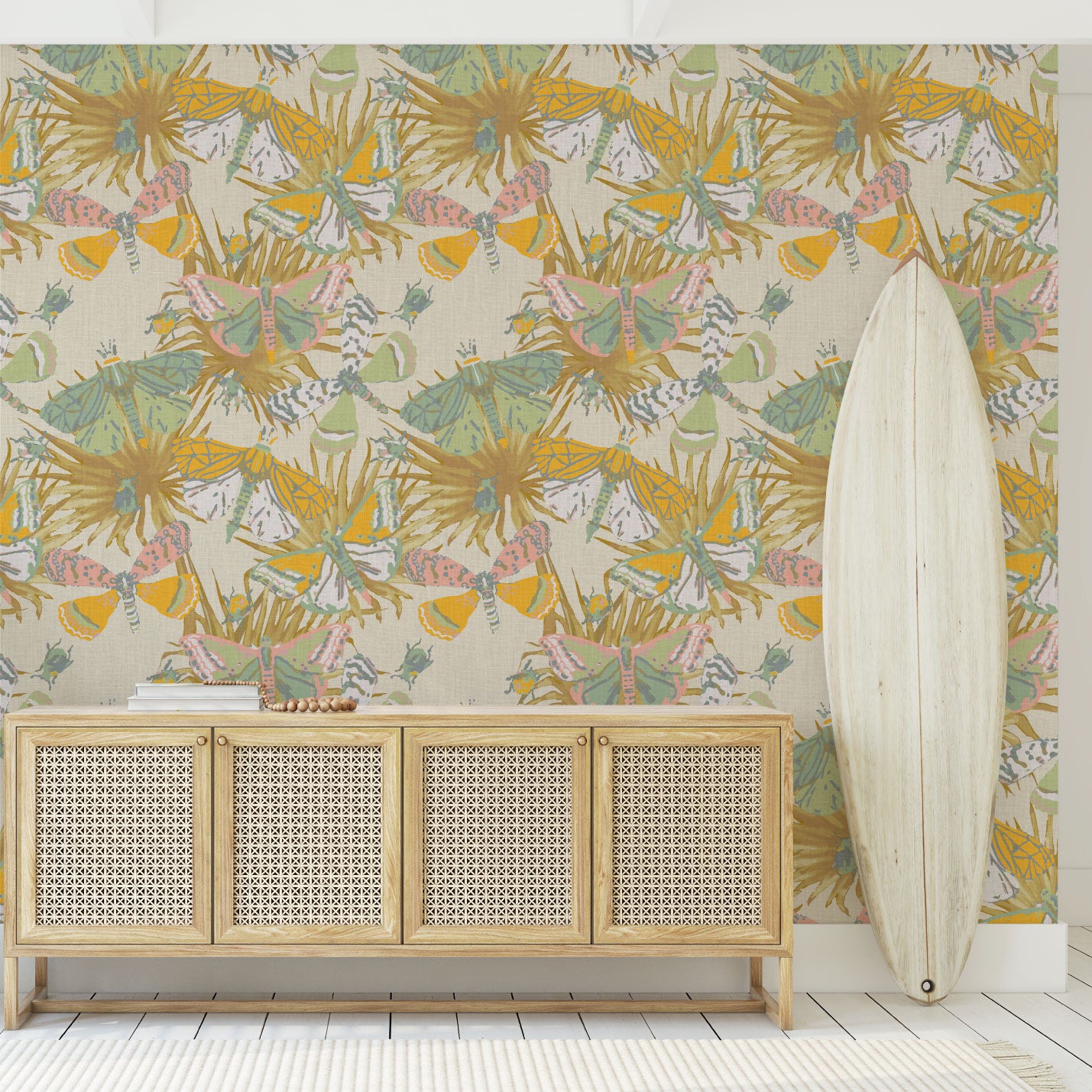 Jitterbug Botanical Butterflies Linen Wallpaper