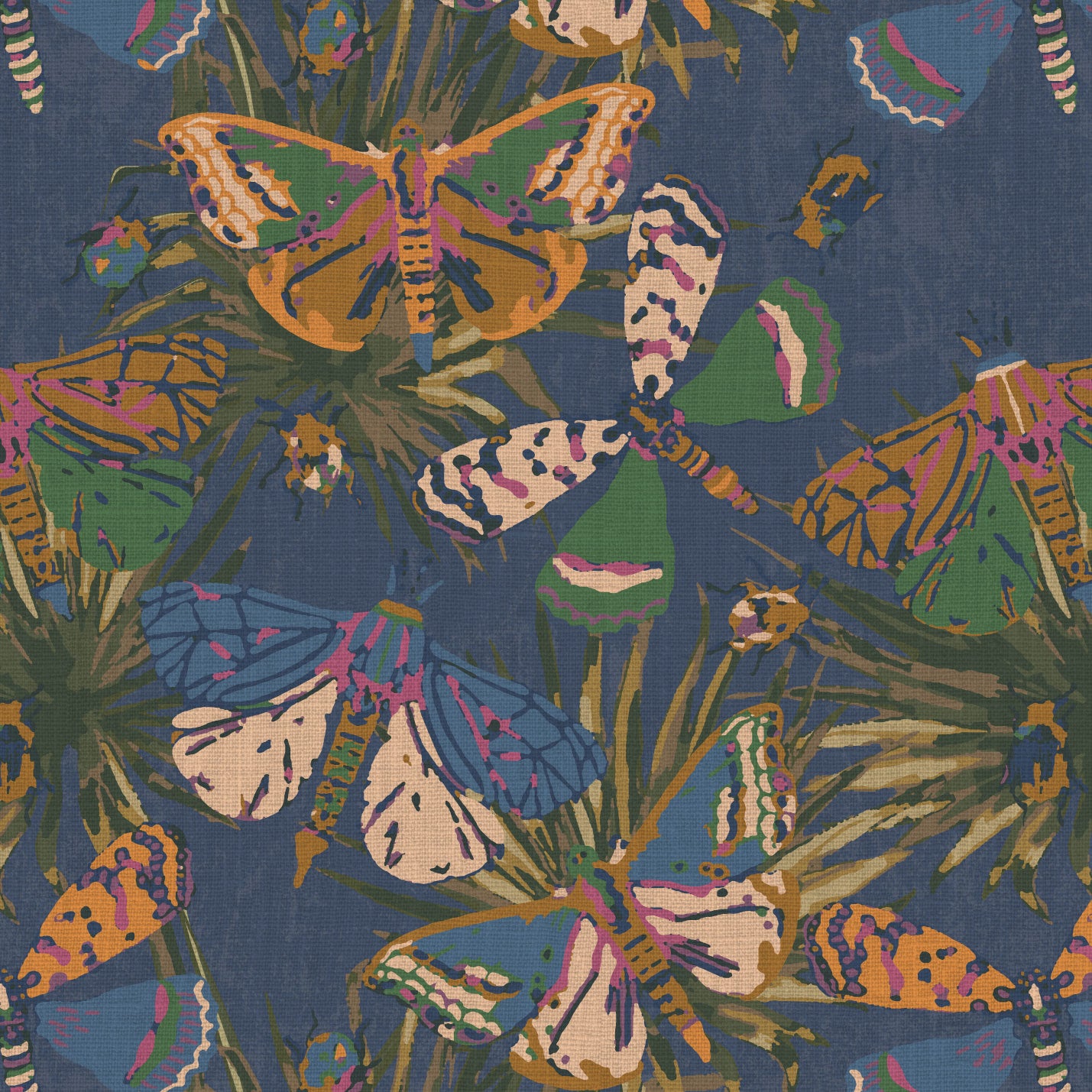 Jitterbug Botanical Butterflies Linen Wallpaper