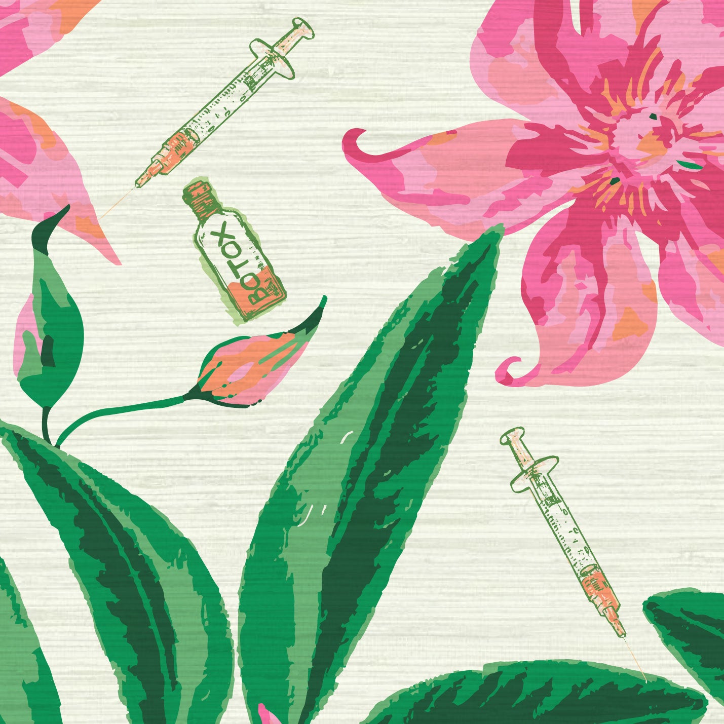 Botox Betty Floral Wallpaper
