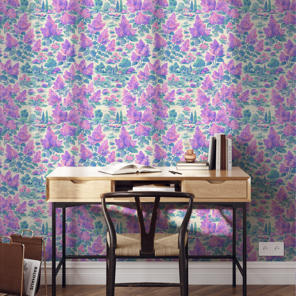 Lilac Affair Toile Wallpaper