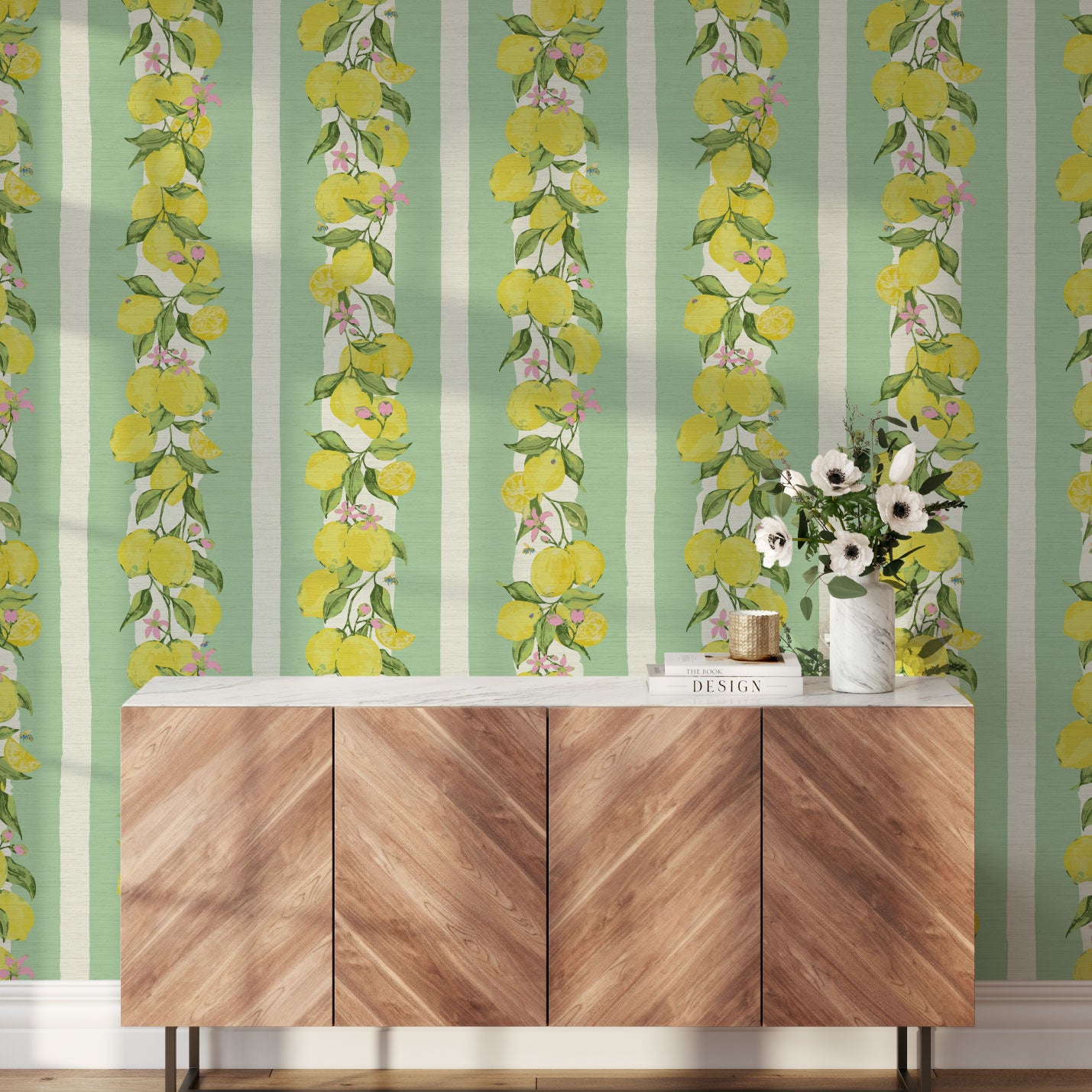 Love is a Lemon Field Stripe Wallpaper
