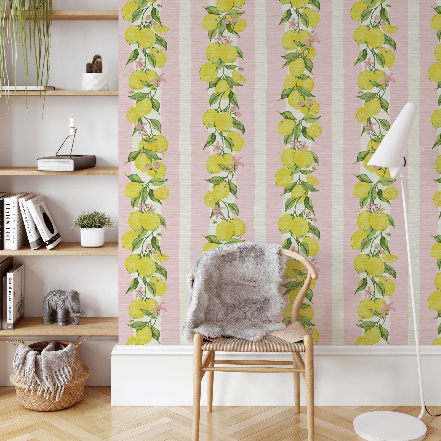 Love is a Lemon Field Stripe Wallpaper