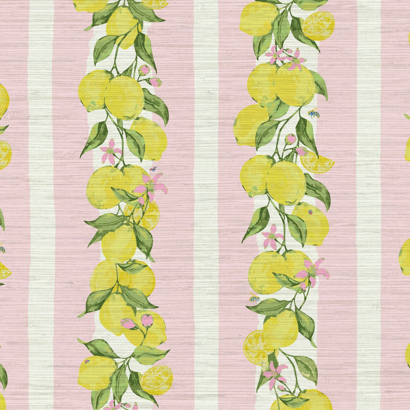 Love is a Lemon Field Stripe Wallpaper