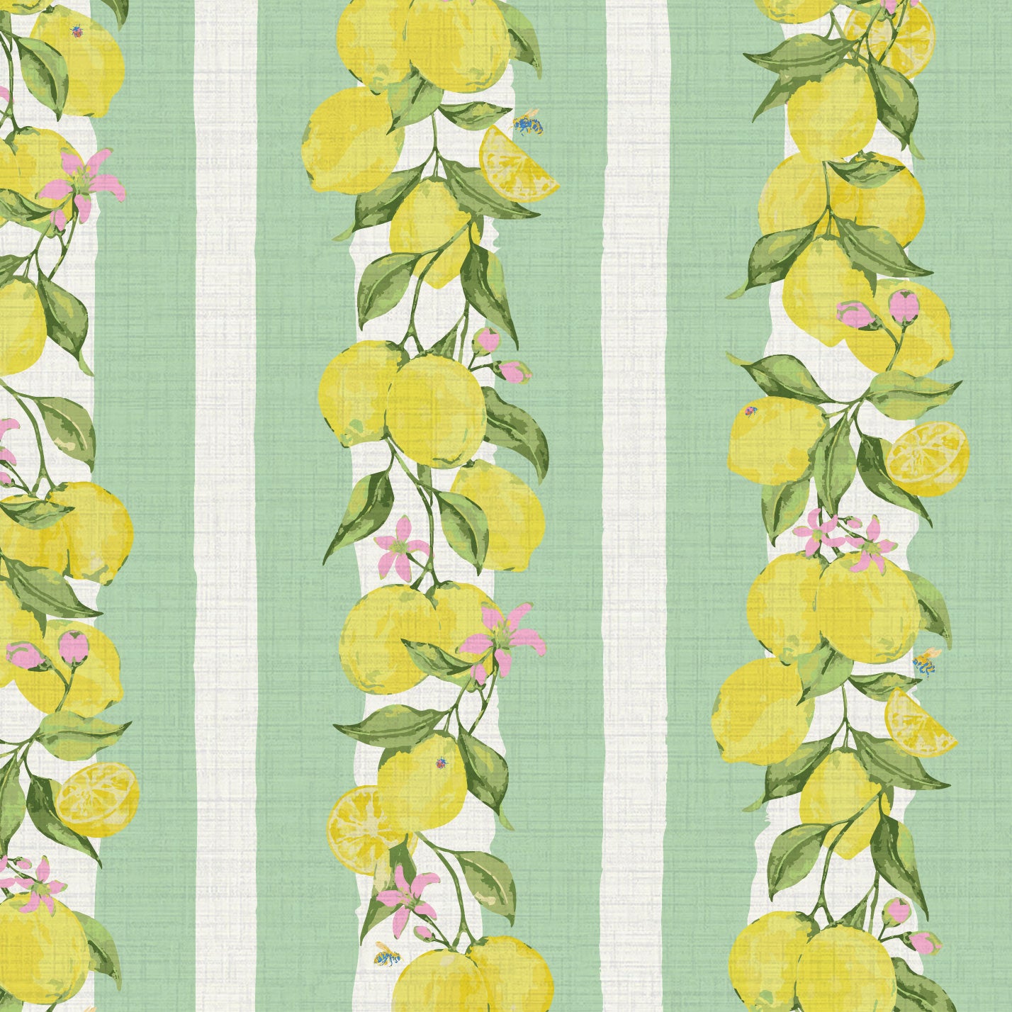 Love is a Lemon Field Stripe Wallpaper