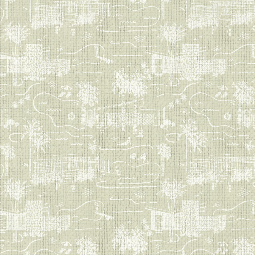 Love Shack Palm Springs Toile Wallpaper