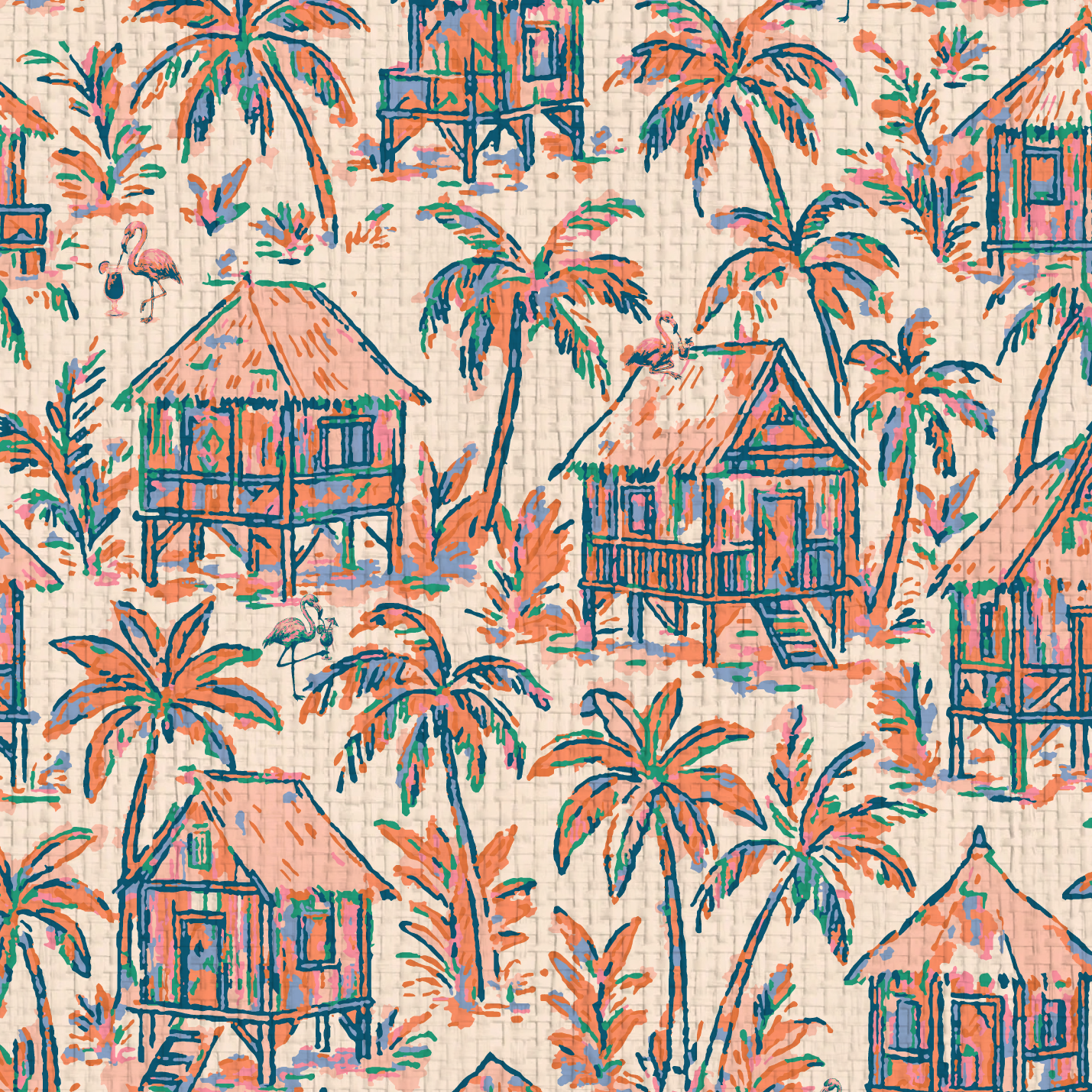 Mai Tai Morning Tiki Hut Wallpaper
