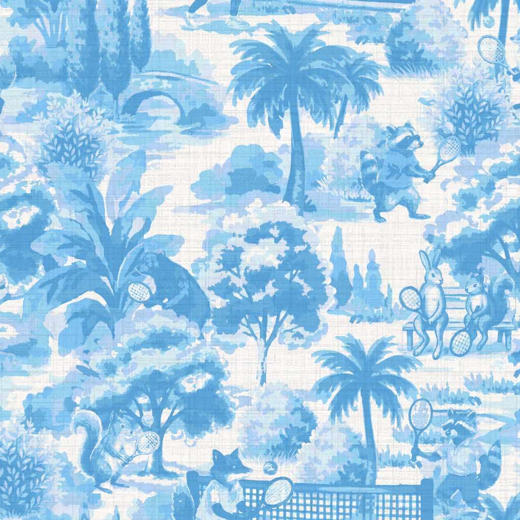 Match Point Tennis Toile Wallpaper