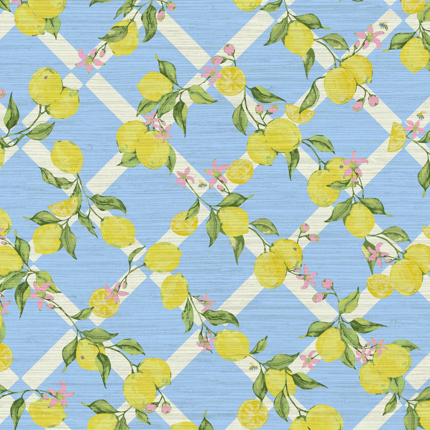 Never Tear Us Apart Lemon Lattice Floral Wallpaper