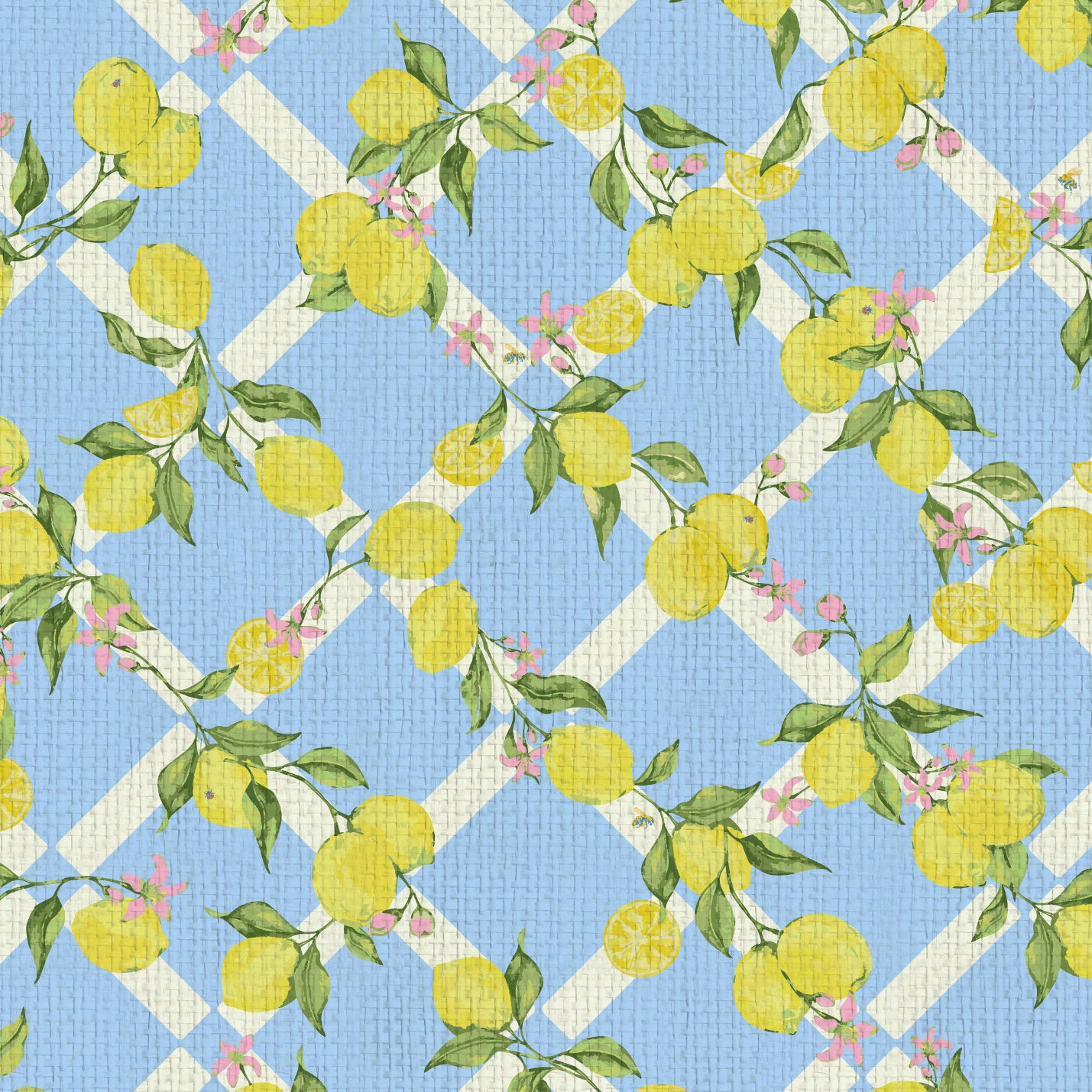 Never Tear Us Apart Lemon Lattice Floral Wallpaper