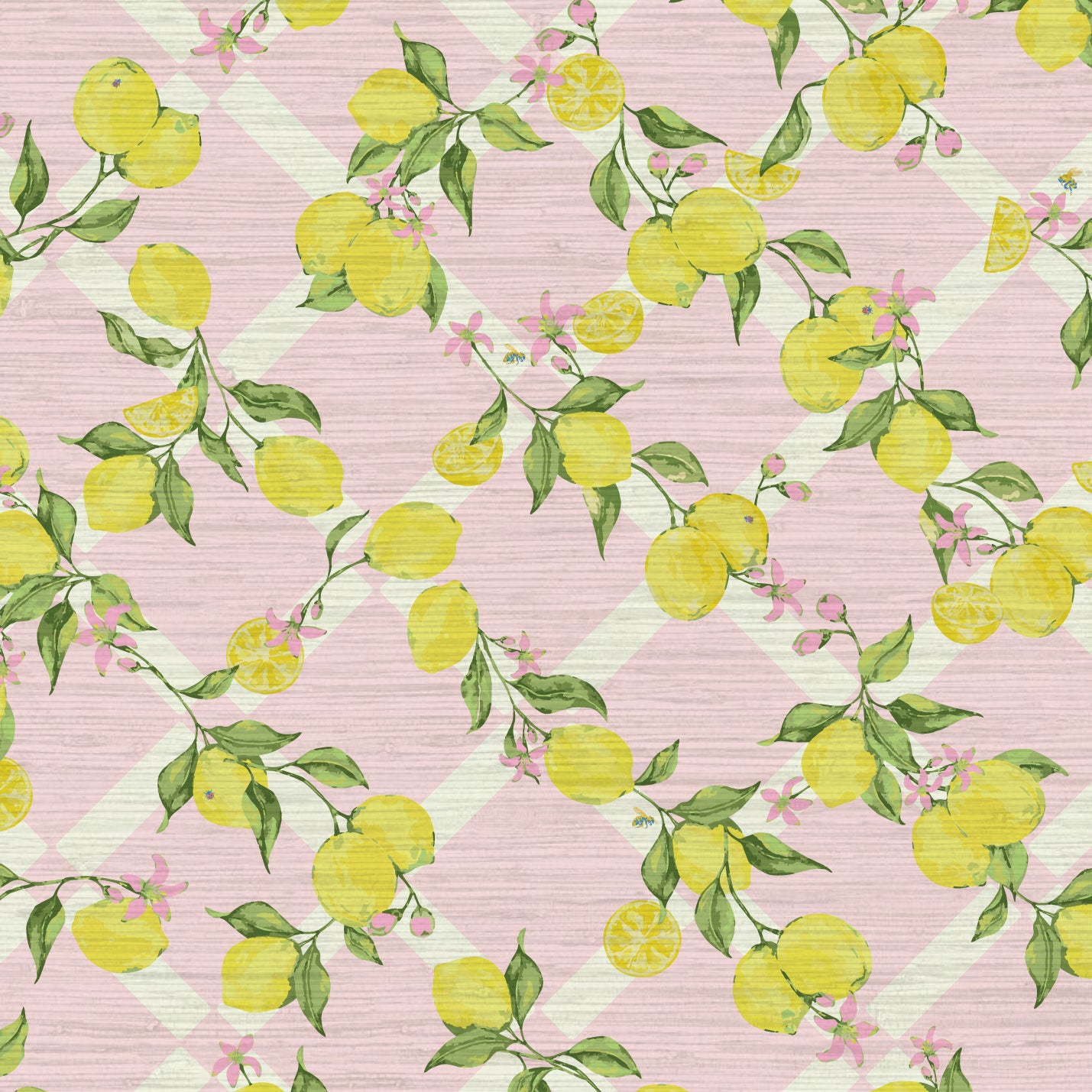 Never Tear Us Apart Lemon Lattice Floral Wallpaper