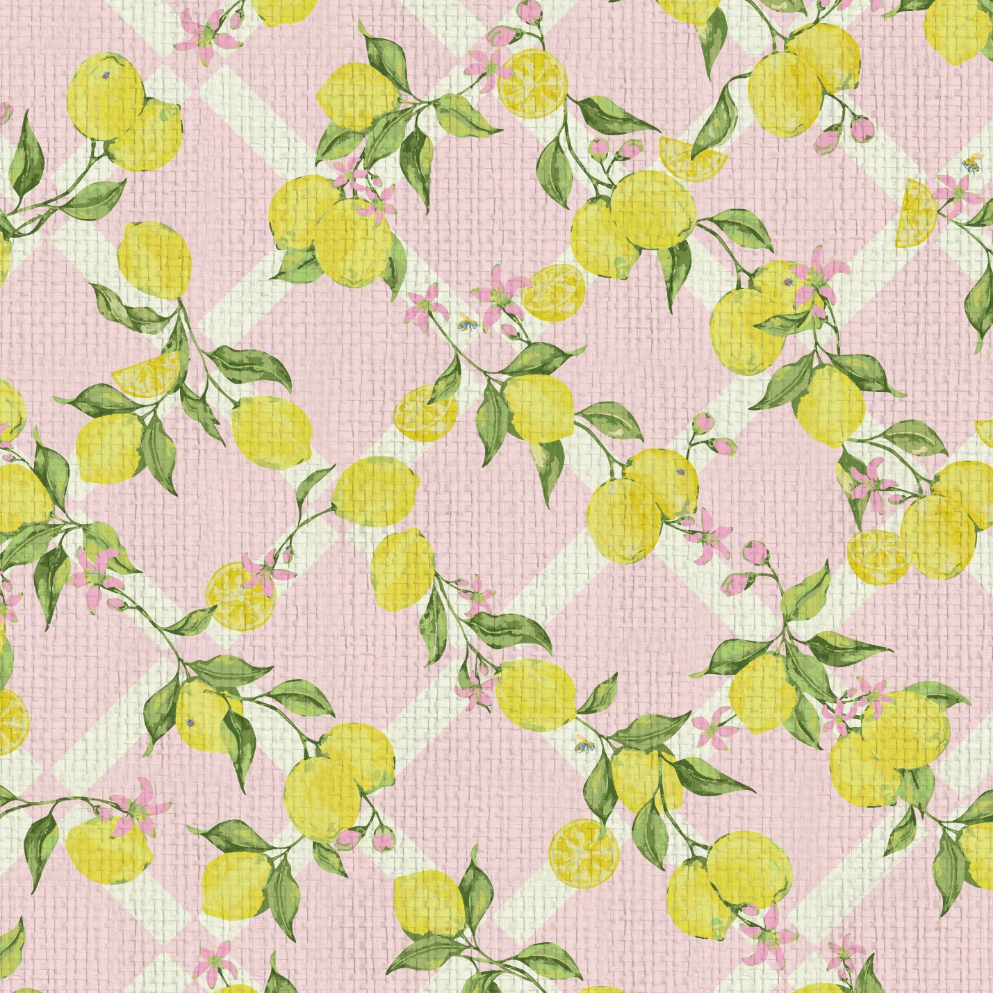 Never Tear Us Apart Lemon Lattice Floral Wallpaper