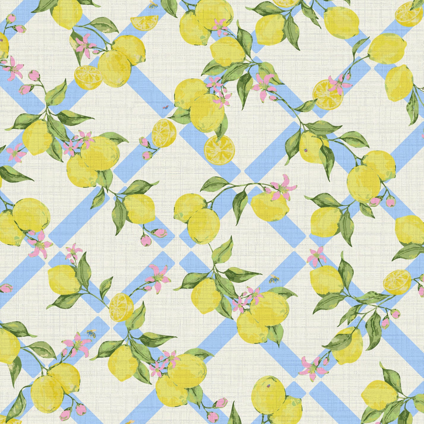 Never Tear Us Apart Lemon Lattice Floral Wallpaper