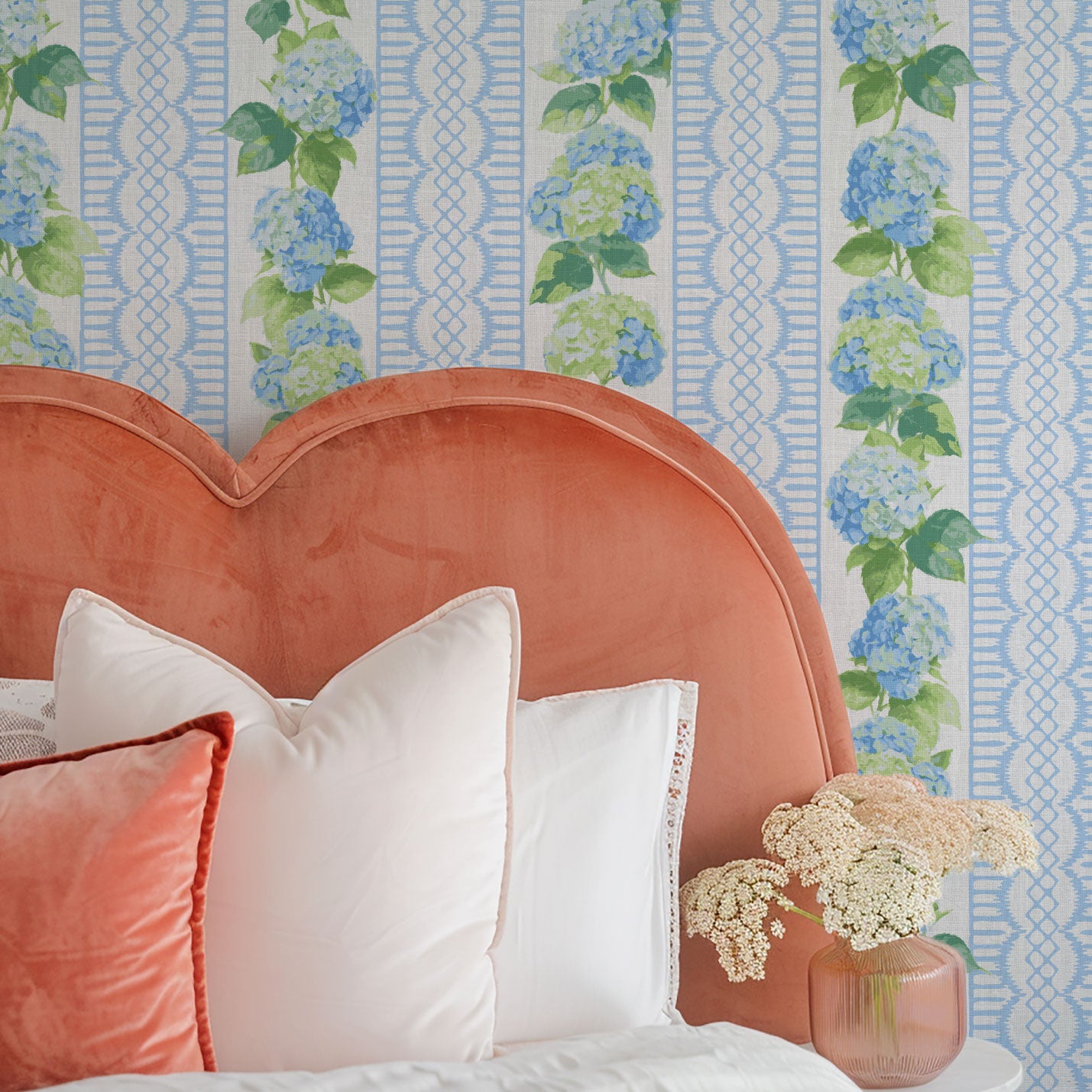 Promises Promises Hydrangea Stripe Linen Wallpaper