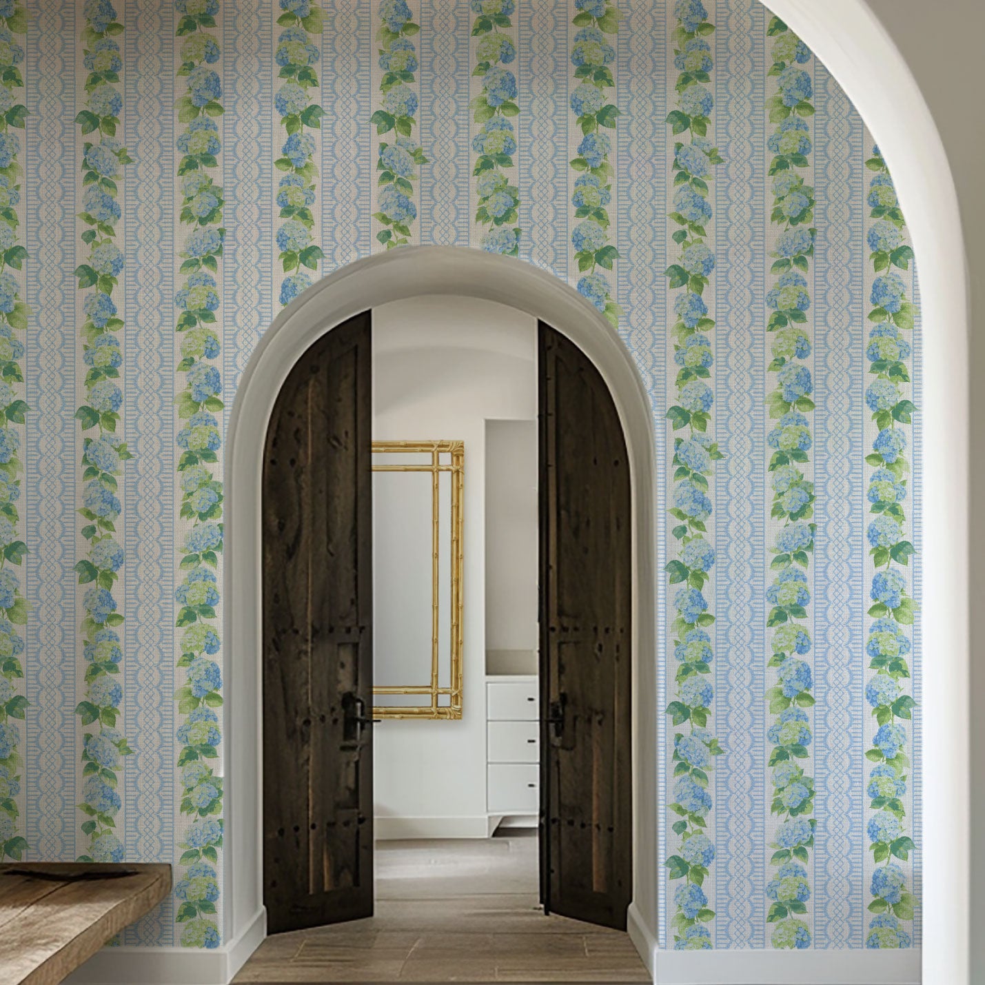 Promises Promises Hydrangea Stripe Linen Wallpaper