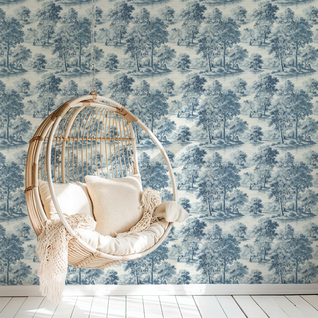 Rum On The Water Scenic Toile Wallpaper