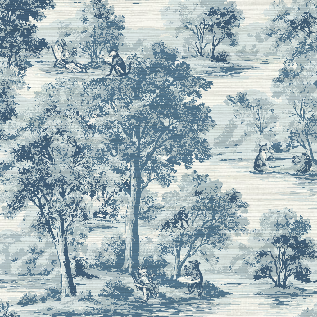 Rum On The Water Scenic Toile Wallpaper