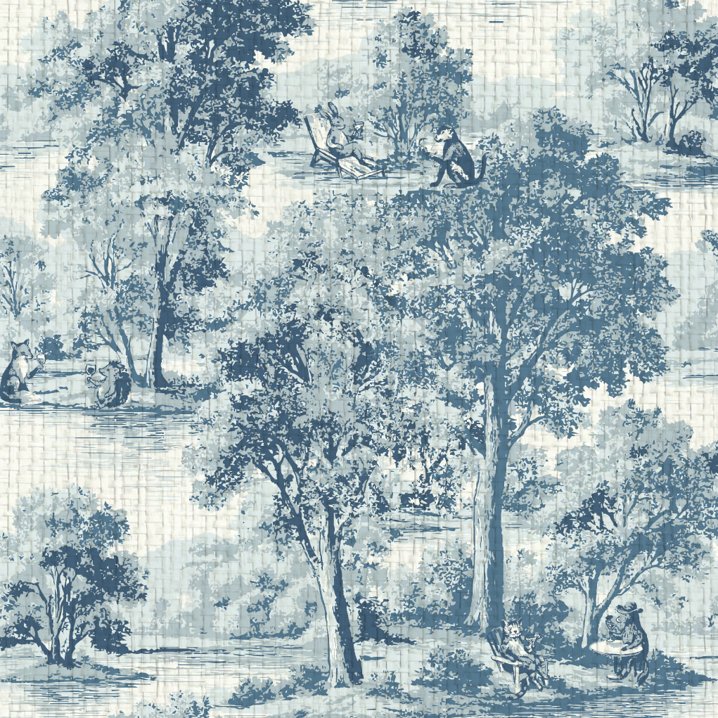 Rum On The Water Scenic Toile Wallpaper